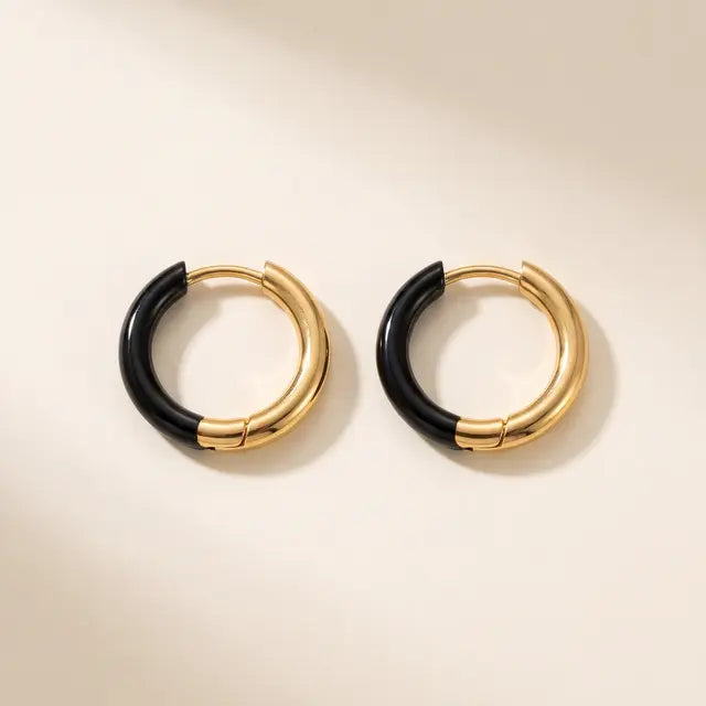 Black & Gold Two-Tone Hoop Earrings
