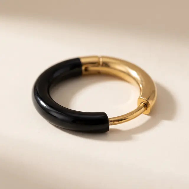 Black & Gold Two-Tone Hoop Earrings