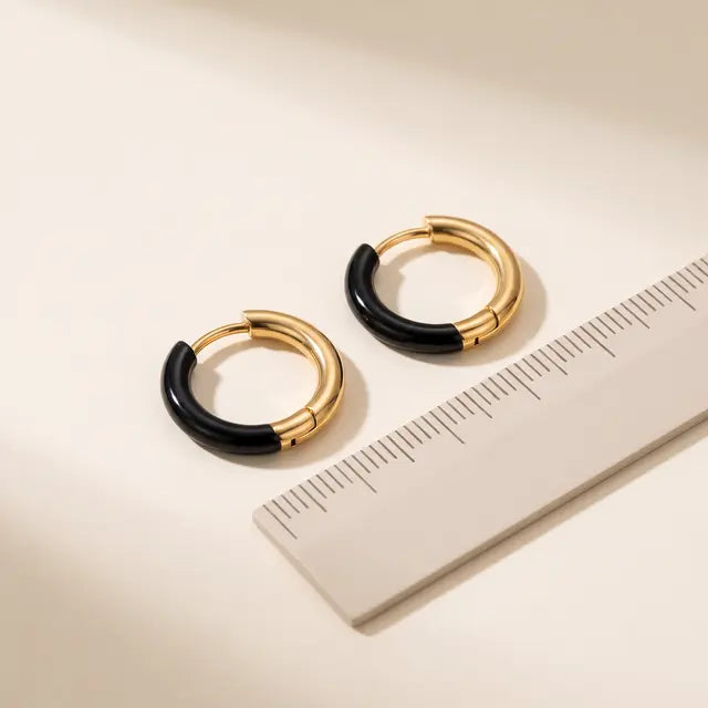 Black & Gold Two-Tone Hoop Earrings