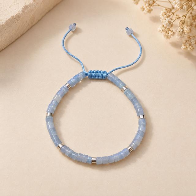Blue-Grey Beaded Adjustable Bracelet