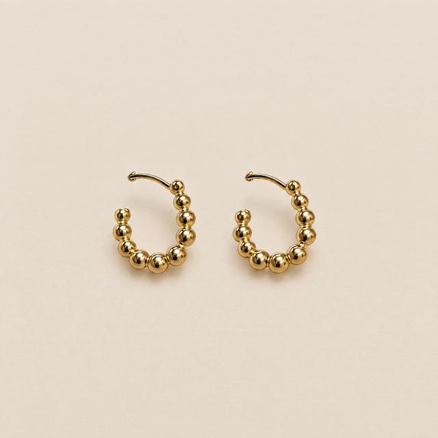 Gold Beaded Mini Hoop Earrings