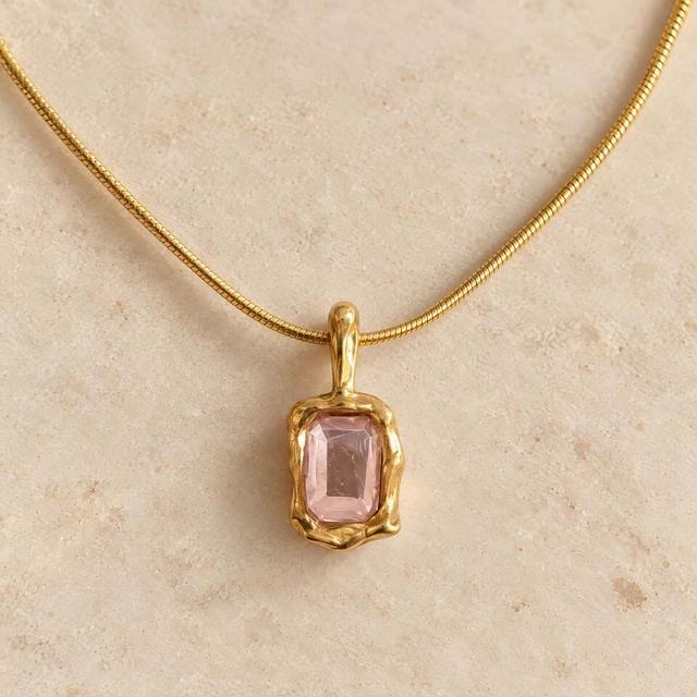 Blush Pink Stone Pendant Necklace