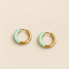 Mint Green Enamel Gold Mini Hoop Earrings