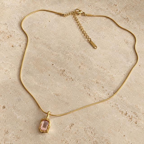 Blush Pink Stone Pendant Necklace