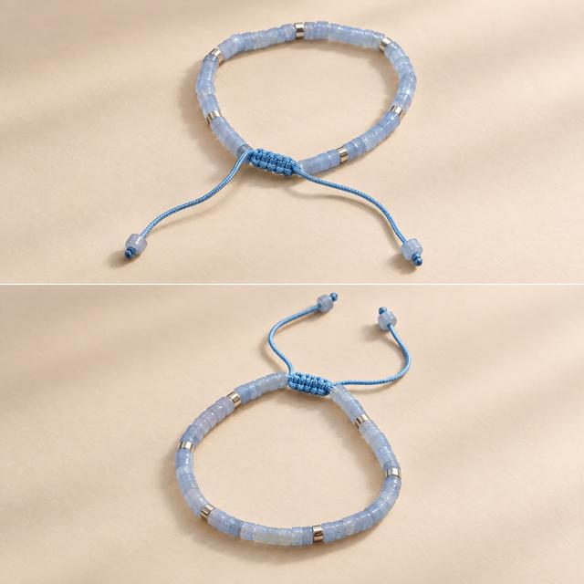 Blue-Grey Beaded Adjustable Bracelet