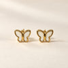 Gold Butterfly Enamel Stud Earrings