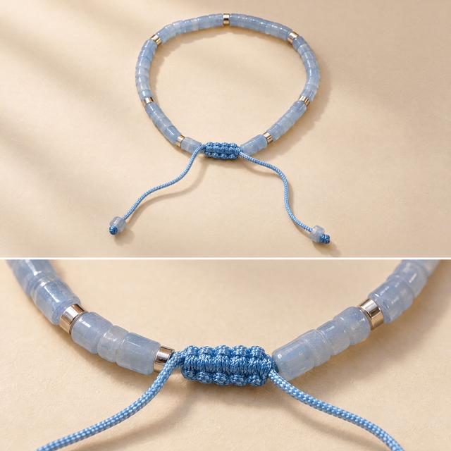 Blue-Grey Beaded Adjustable Bracelet