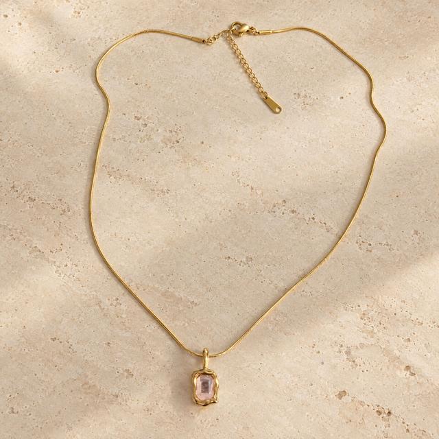 Blush Pink Stone Pendant Necklace