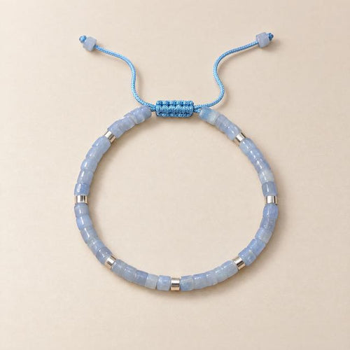 Blue-Grey Beaded Adjustable Bracelet